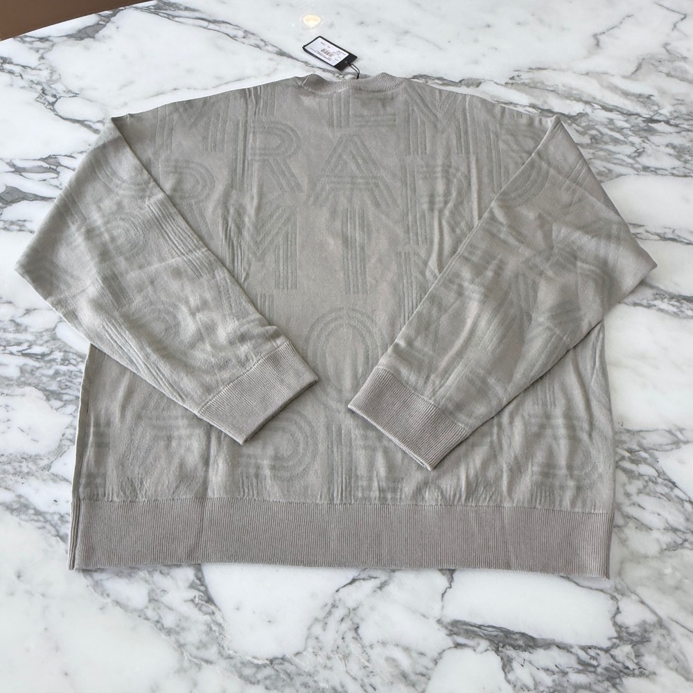 Emporio Armani Mens Gray Logo Jacquard Wool Blend Sweater EMOO5969 XXXL NEW - Picture 2 of 5